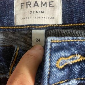 Frame Denim Le Boy Cropped Jeans, frayed edges.